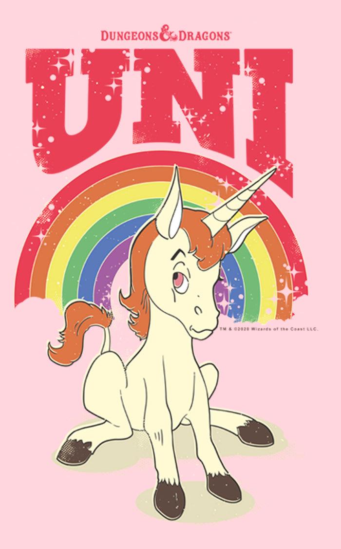 Fifth Sun Junior's Dungeons & Dragons Uni Unicorn Rainbow Cartoon T-Shirt