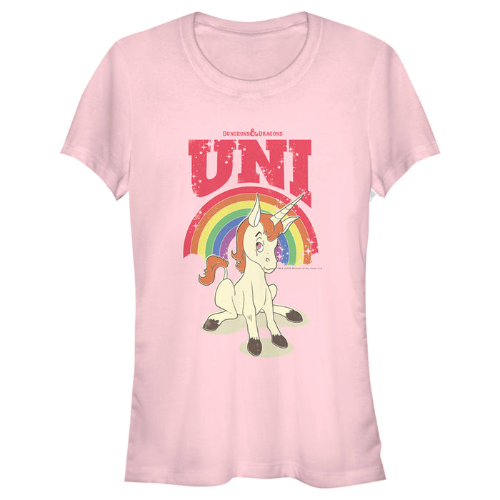 fifth sun Junior's Dungeons & Dragons Uni Unicorn Rainbow Cartoon T-Shirt