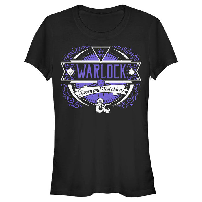 fifth sun Junior's Dungeons & Dragons Warlock Sworn and Beholden T-Shirt
