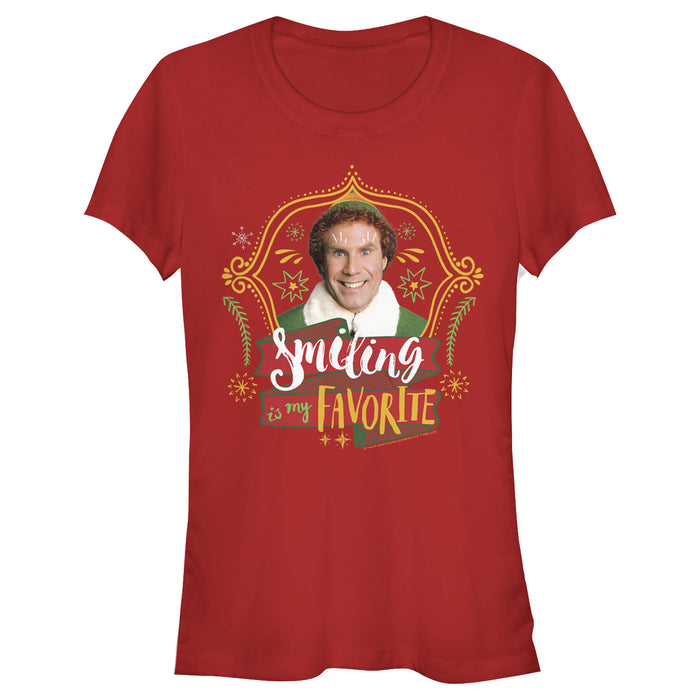 fifth sun Junior's Elf Buddy Smiling is My Favorite T-Shirt