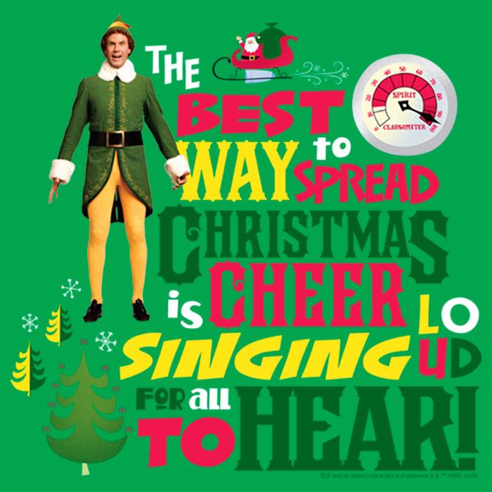 Fifth Sun Junior's Elf Christmas Cheer Loud Singing T-Shirt