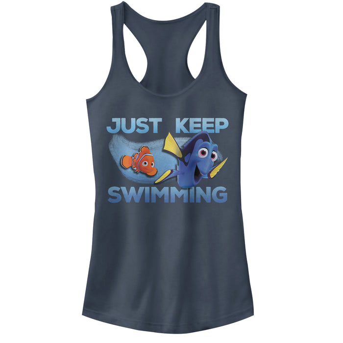 fifth sun Junior's Finding Dory Just Keep Swimming Current Racerback Tank Top