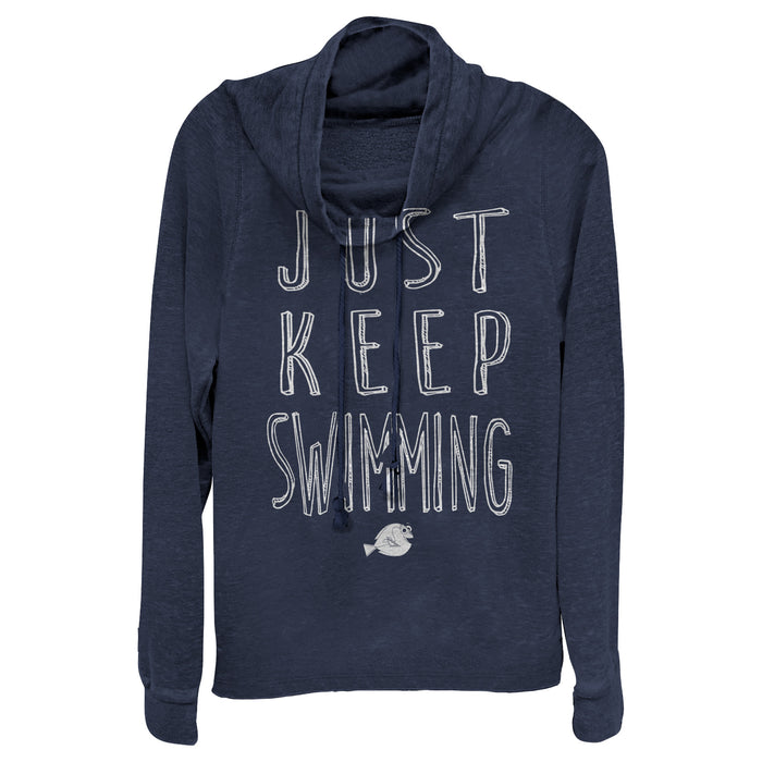 fifth sun Junior's Finding Dory Keep Swimming Cowl Neck Sweatshirt