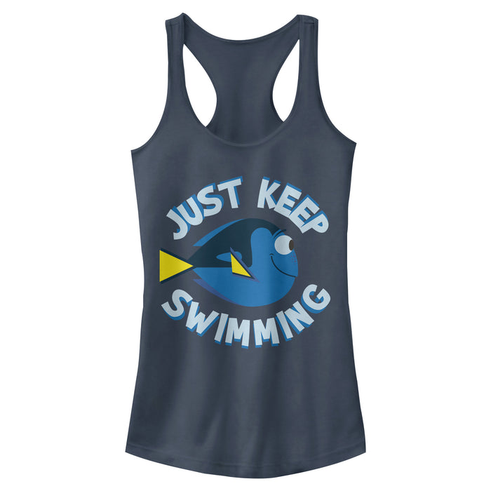 fifth sun Junior's Finding Dory Swim Your Heart Out Racerback Tank Top
