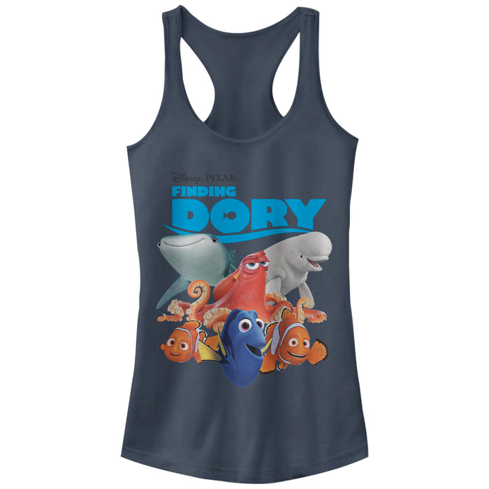 fifth sun Junior's Finding Dory Whole Gang Racerback Tank Top