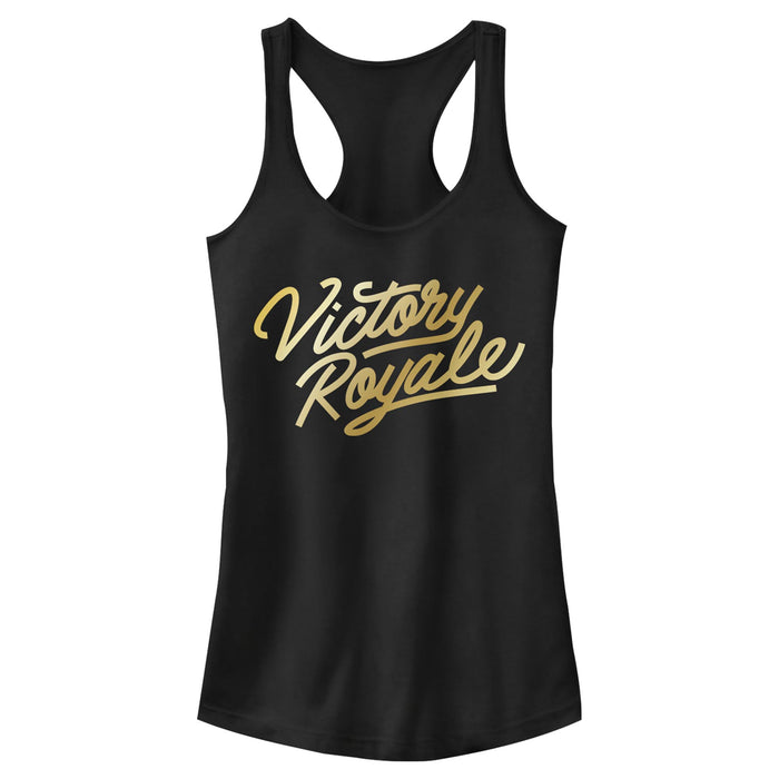 fifth sun Junior's Fortnite Victory Royale Gold Script Racerback Tank Top