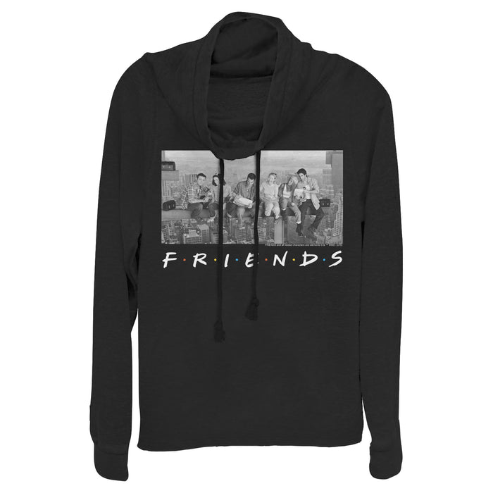 fifth sun Junior's Friends Besties Atop Skyscraper Photo Cowl Neck Sweatshirt