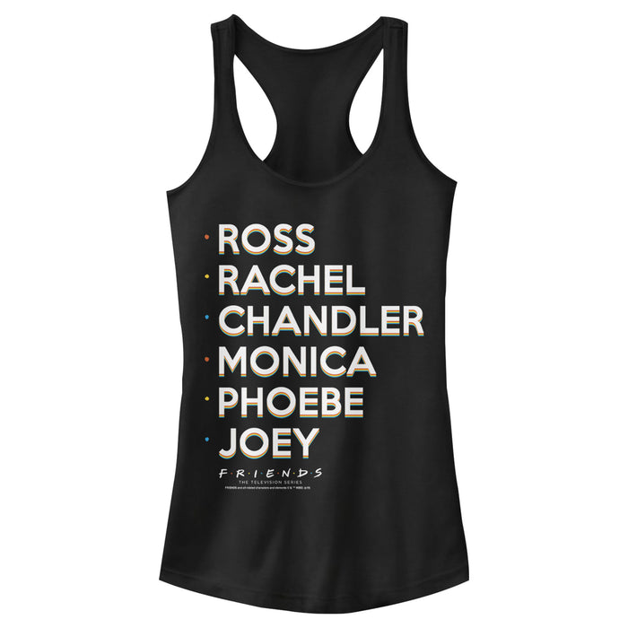 fifth sun Junior's Friends Character Name List Racerback Tank Top