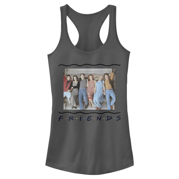 fifth sun Junior's Friends Group Stair Pose Racerback Tank Top