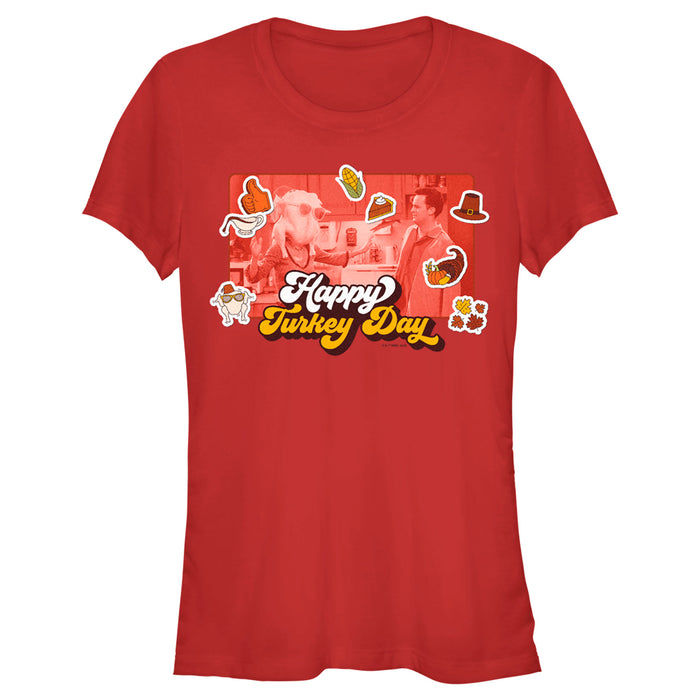 fifth sun Junior's Friends Happy Turkey Day Scene T-Shirt