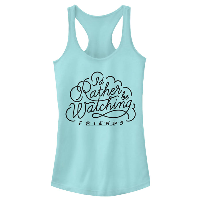 fifth sun Junior's Friends Rather Be Watching Doodle Racerback Tank Top