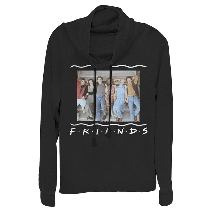fifth sun Junior's Friends Stair Group Pose Cowl Neck Sweatshirt