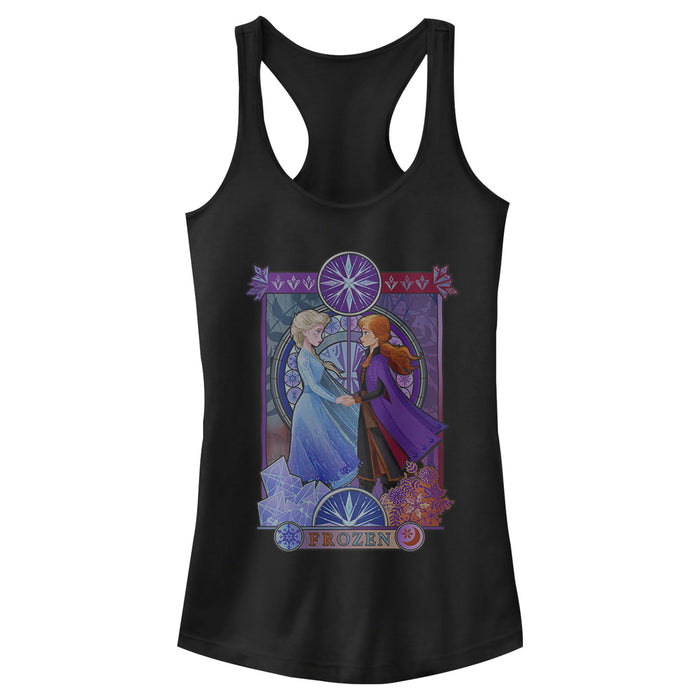 fifth sun Junior's Frozen 2 Sister Stained Glass Racerback Tank Top