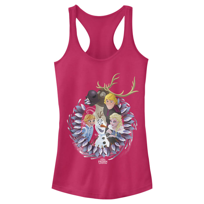 fifth sun Junior's Frozen Character Wreath Racerback Tank Top