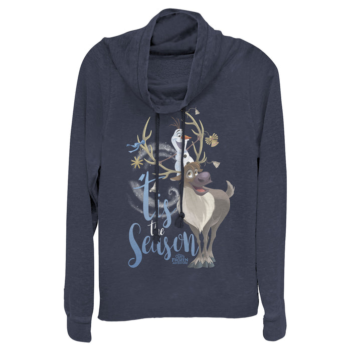 fifth sun Junior's Frozen Christmas Olaf Season Cowl Neck Sweatshirt