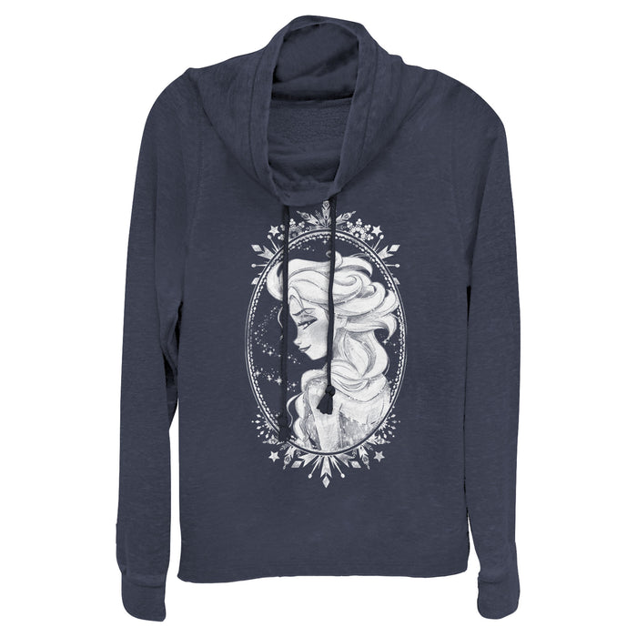 fifth sun Junior's Frozen Elsa Snow Queen Frame Cowl Neck Sweatshirt