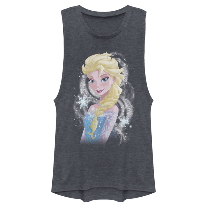 fifth sun Junior's Frozen Elsa Sparkle Profile Festival Muscle Tee