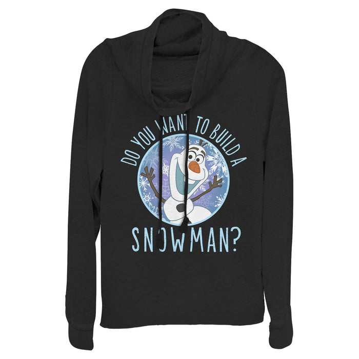 fifth sun Junior's Frozen Olaf Build Snowman Cowl Neck Sweatshirt