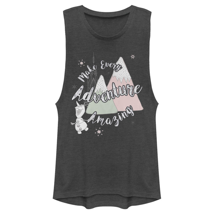 fifth sun Junior's Frozen Olaf Mountain Adventure Festival Muscle Tee
