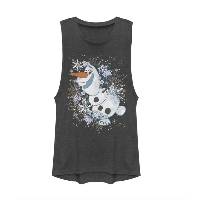 fifth sun Junior's Frozen Olaf Snowflake Storm Festival Muscle Tee