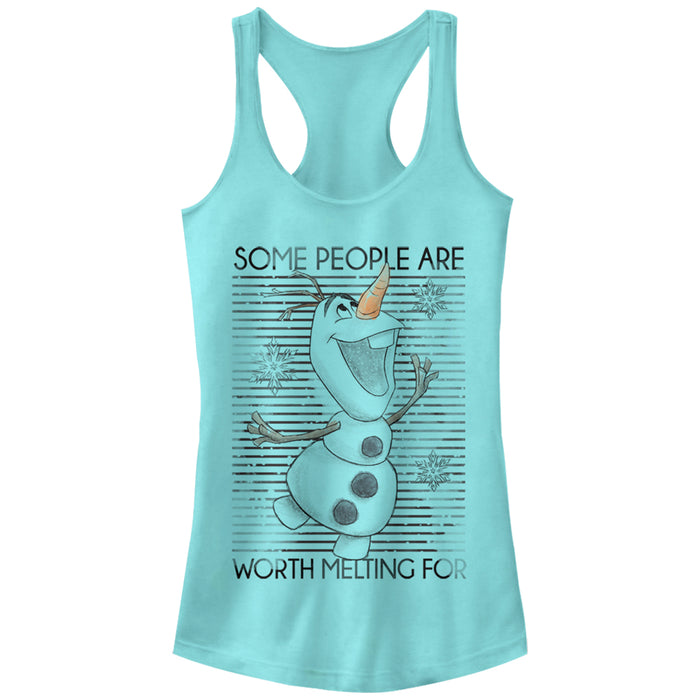 fifth sun Junior's Frozen Olaf Worth Melting For Racerback Tank Top