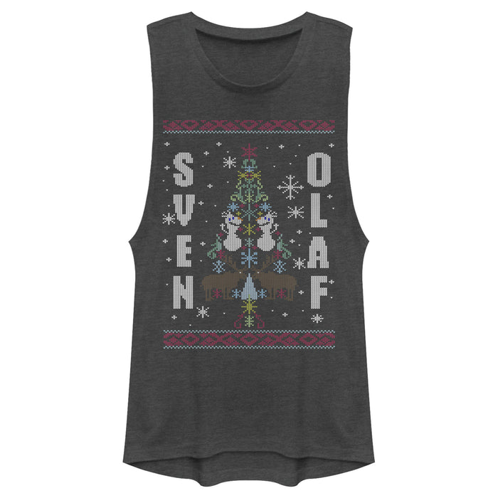 fifth sun Junior's Frozen Ugly Christmas Besties Festival Muscle Tee