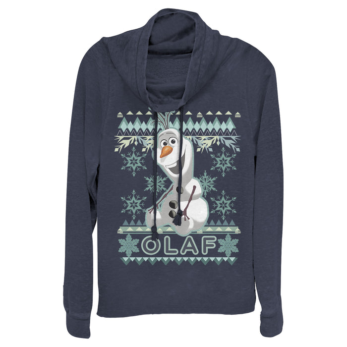 fifth sun Junior's Frozen Ugly Christmas Olaf Cowl Neck Sweatshirt