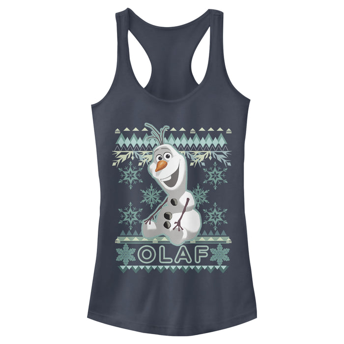fifth sun Junior's Frozen Ugly Christmas Olaf Racerback Tank Top