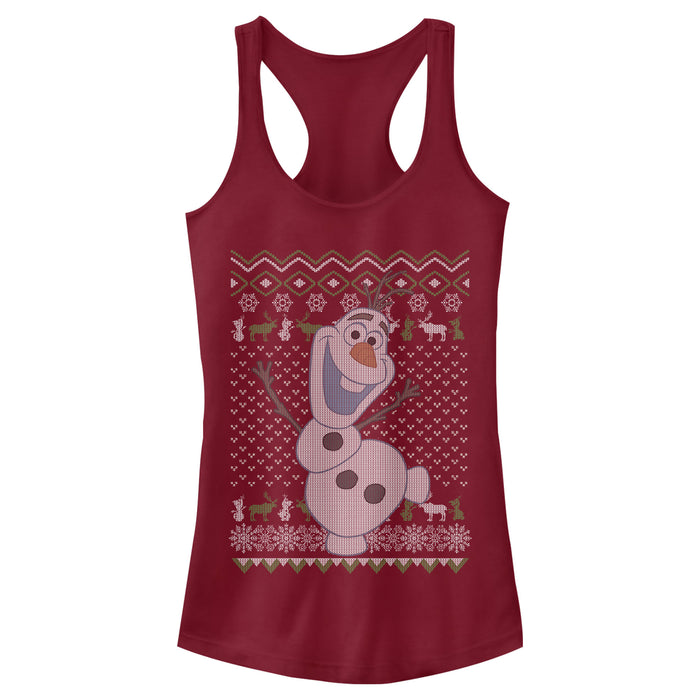 fifth sun Junior's Frozen Ugly ChristmasOlaf Sven Racerback Tank Top