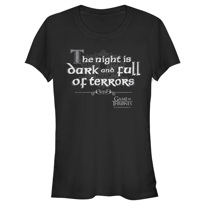 fifth sun Junior's Game of Thrones Night is Dark and Full of Terrors T-Shirt
