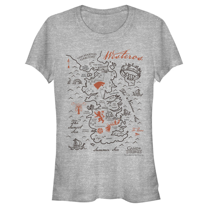 fifth sun Junior's Game of Thrones Westeros Map T-Shirt
