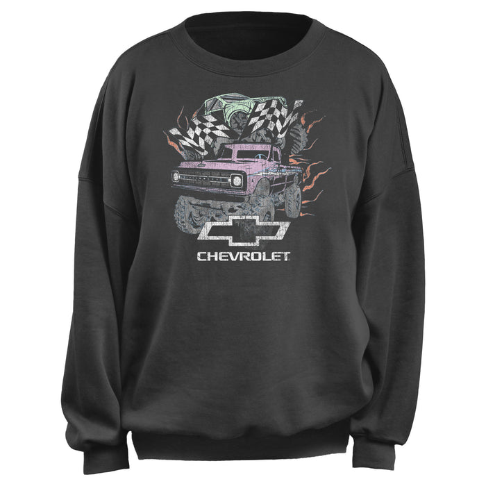 fifth sun Junior's General Motors Distressed Pastel Chevrolet Trucks Sweatshirt
