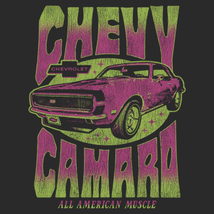 Fifth Sun Junior's General Motors Distressed Pink And Green Chevy Camaro Sweatshirt