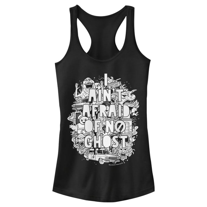 fifth sun Junior's Ghostbusters Ain't Afraid Ghost Collage Racerback Tank Top