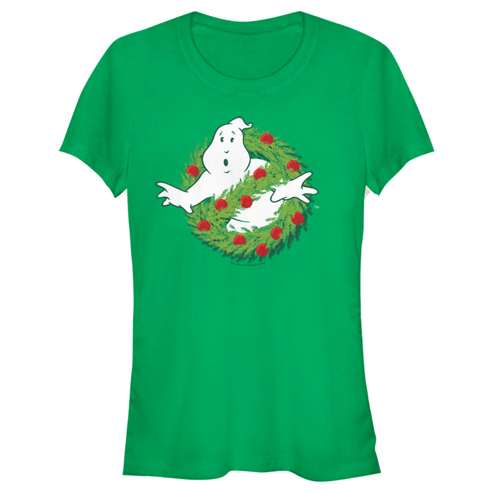 fifth sun Junior's Ghostbusters Christmas Wreath Logo T-Shirt