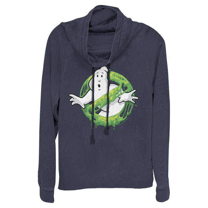 fifth sun Junior's Ghostbusters Slime Logo Cowl Neck Sweatshirt