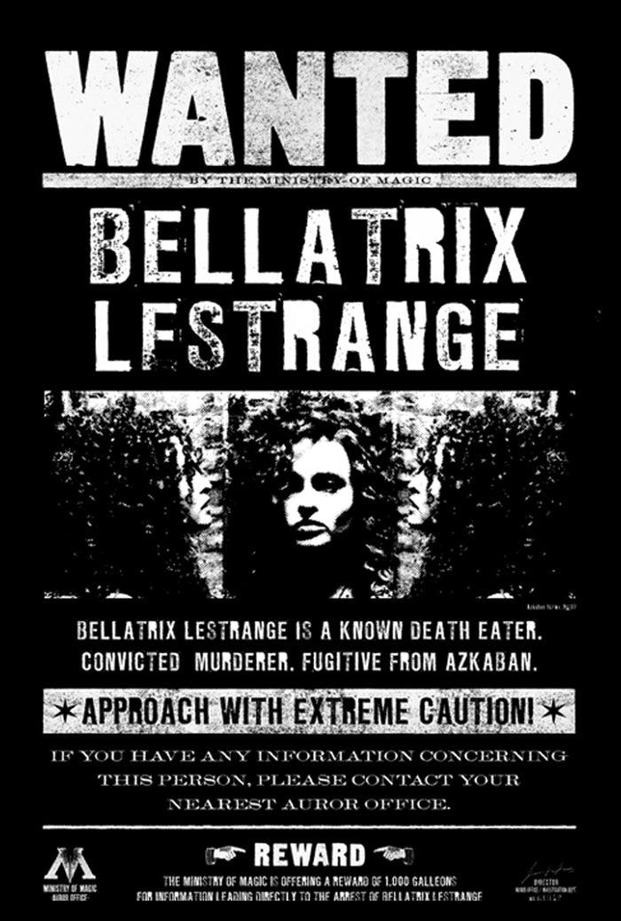 Fifth Sun Junior's Harry Potter Bellatrix Wanted Poster T-Shirt