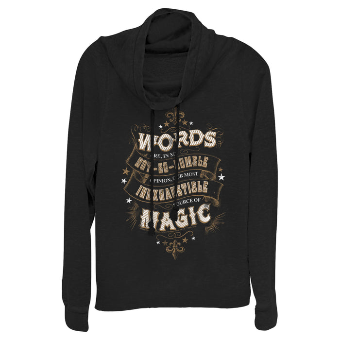 fifth sun Junior's Harry Potter Dumbledore Humble Wisdom Cowl Neck Sweatshirt