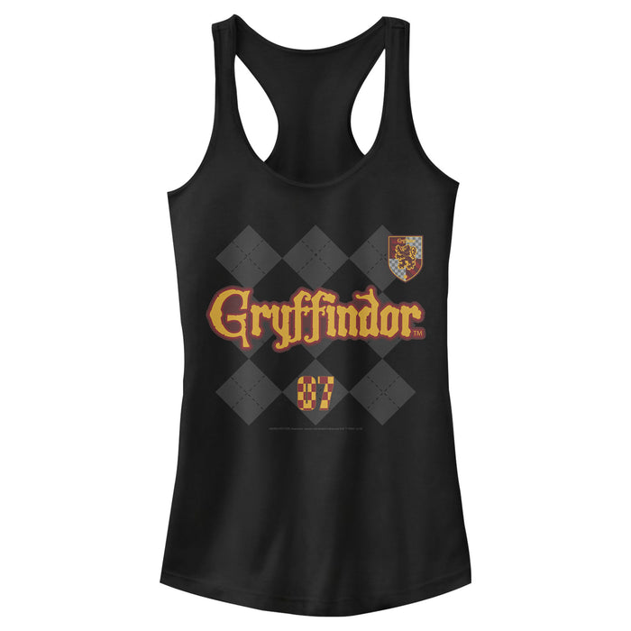 fifth sun Junior's Harry Potter Gryffindor Argyle Print Racerback Tank Top