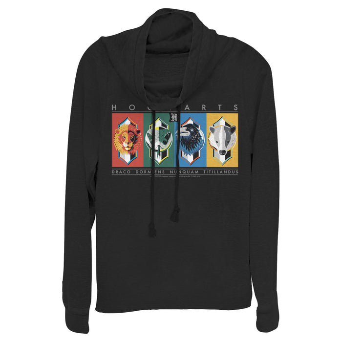 fifth sun Junior's Harry Potter Hogwarts House Mascots Cowl Neck Sweatshirt