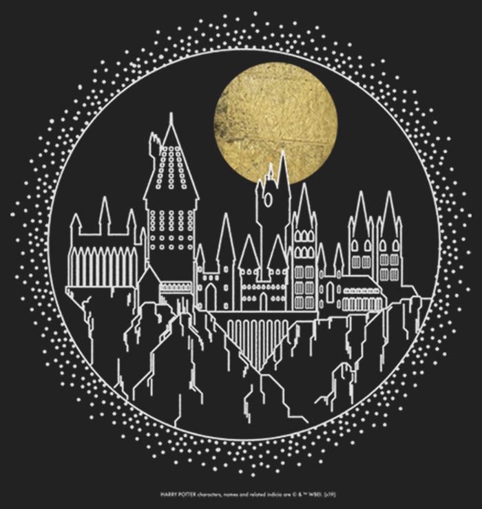 Fifth Sun Junior's Harry Potter Hogwarts Line Art Moonrise Festival Muscle Tee