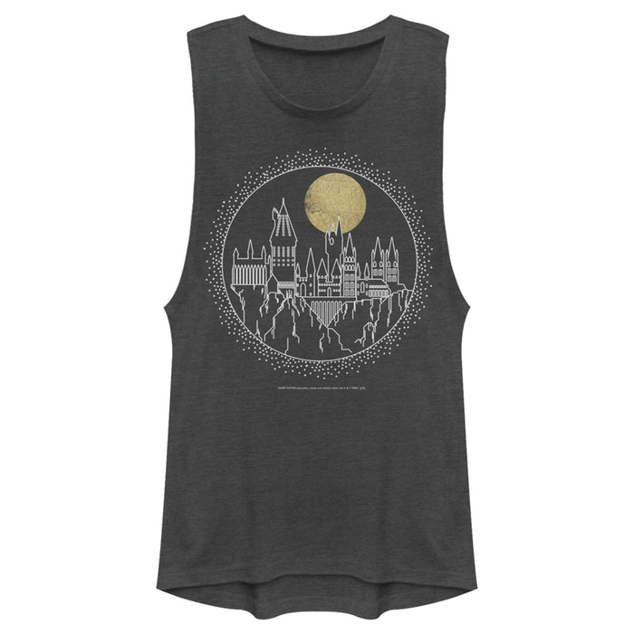 fifth sun Junior's Harry Potter Hogwarts Line Art Moonrise Festival Muscle Tee