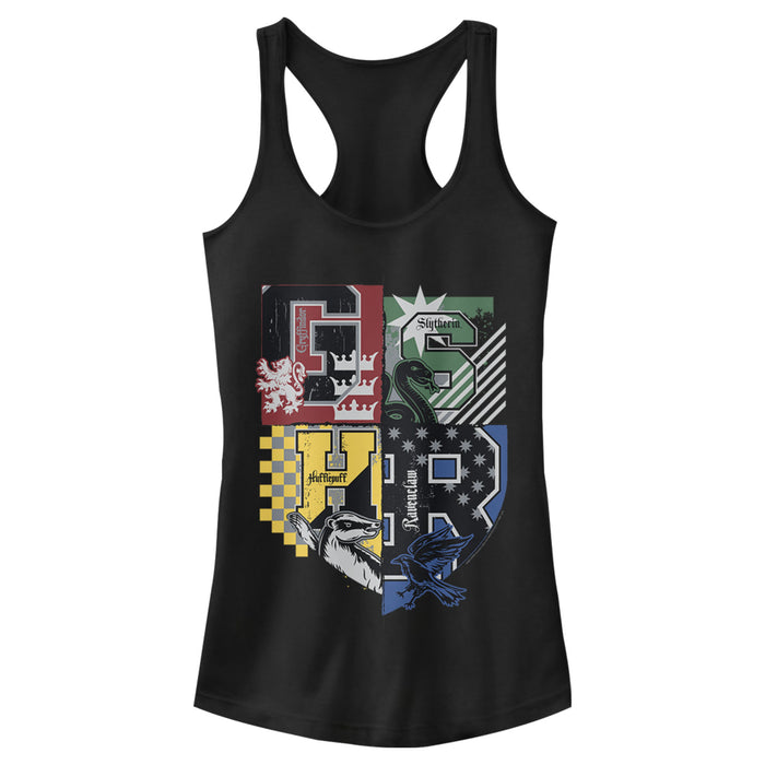 fifth sun Junior's Harry Potter House Crests Shield Racerback Tank Top