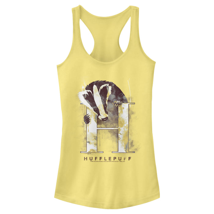 fifth sun Junior's Harry Potter Hufflepuff Badger Watercolor Racerback Tank Top