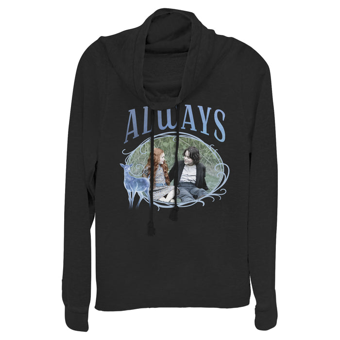 fifth sun Junior's Harry Potter Snape & Lily Always Frame Cowl Neck Sweatshirt