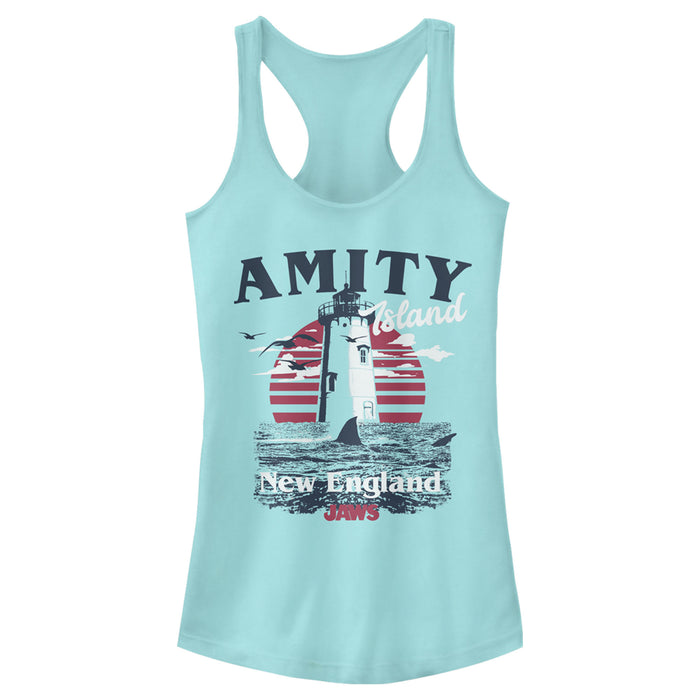 fifth sun Junior's Jaws Amity Island New England Lighthouse Racerback Tank Top