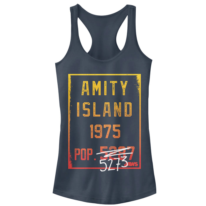 fifth sun Junior's Jaws Amity Island Population Racerback Tank Top