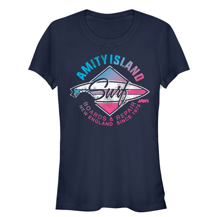 fifth sun Junior's Jaws Amity Island Surfboard Repair T-Shirt