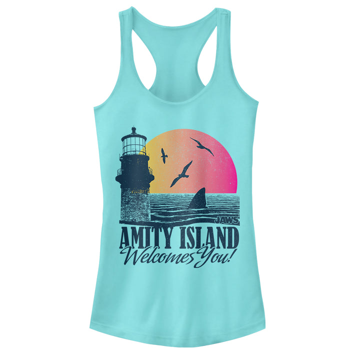 fifth sun Junior's Jaws Amity Island Tourist Welcome Racerback Tank Top