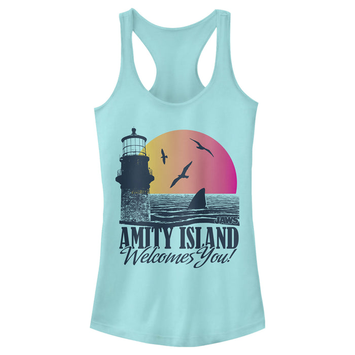 fifth sun Junior's Jaws Amity Island Welcomes You Racerback Tank Top